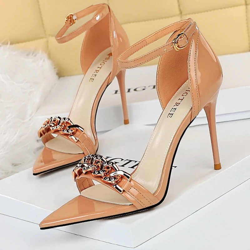Buy ZXCB Women's Pumps High Heels Peep Toe Ankle Strap Buckle Barely There  Dress Party Court Shoes,Gold-EU37/235 Online at desertcartINDIA